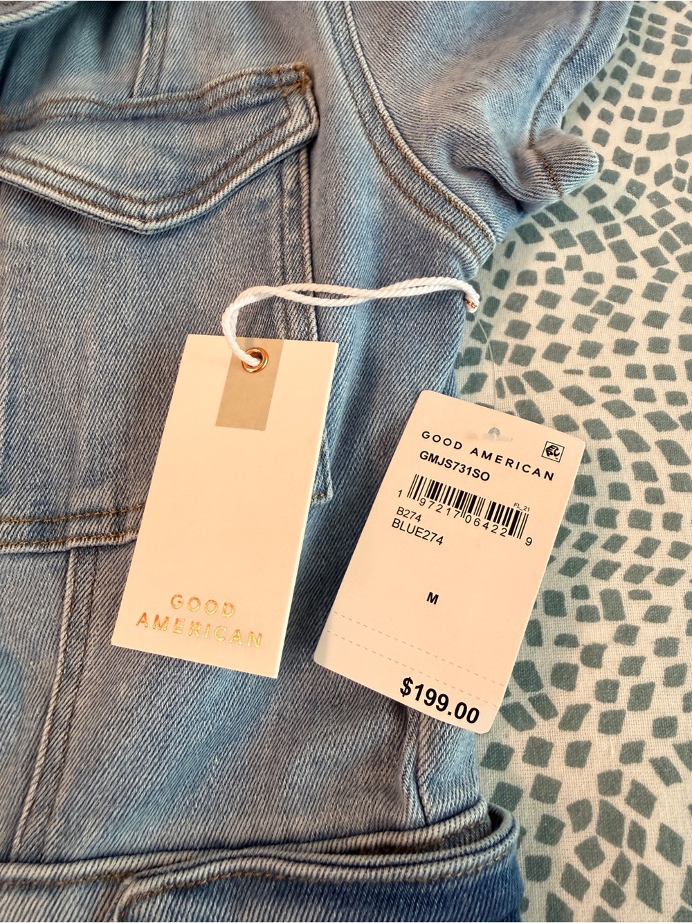 Good American Fit for Success Short Sleeve Denim Jumpsuit Blue GMJS731SO Size M - Picture 6 of 13